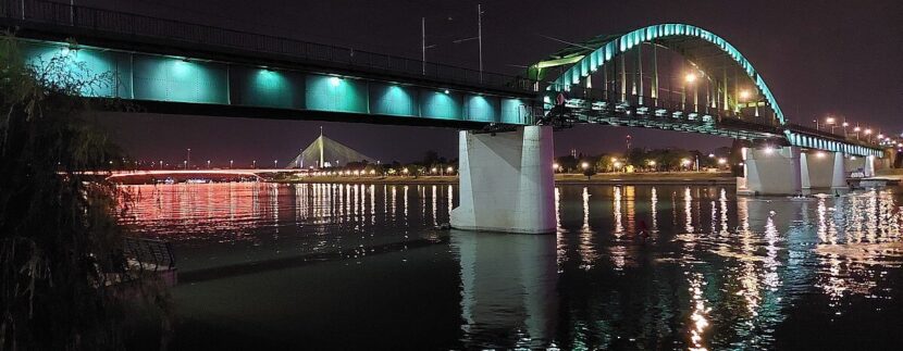 The bridge in Belgrade at night